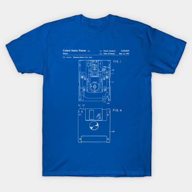 Floppy Disk Patent - Geek Tech Lover Gamer Programmer Art - Blueprint T-Shirt by patentpress